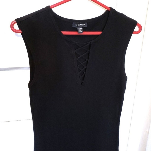 le chateau Tops - Le Chateau Black Lace-Up Top
